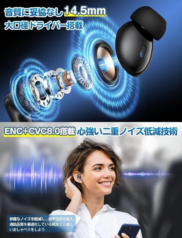 A1-14.5mm-Driver-ENC-CVC8.0-Dual-Noise-Cancellation A1 14.5mmドライバー:ENC+CVC8.0二重ノイズキャンセリングで高音質通話