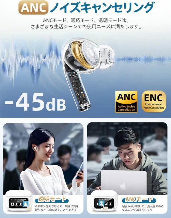 KYH・T14】液晶付きイヤホンANC（ホワイト） - kyh-jp.com